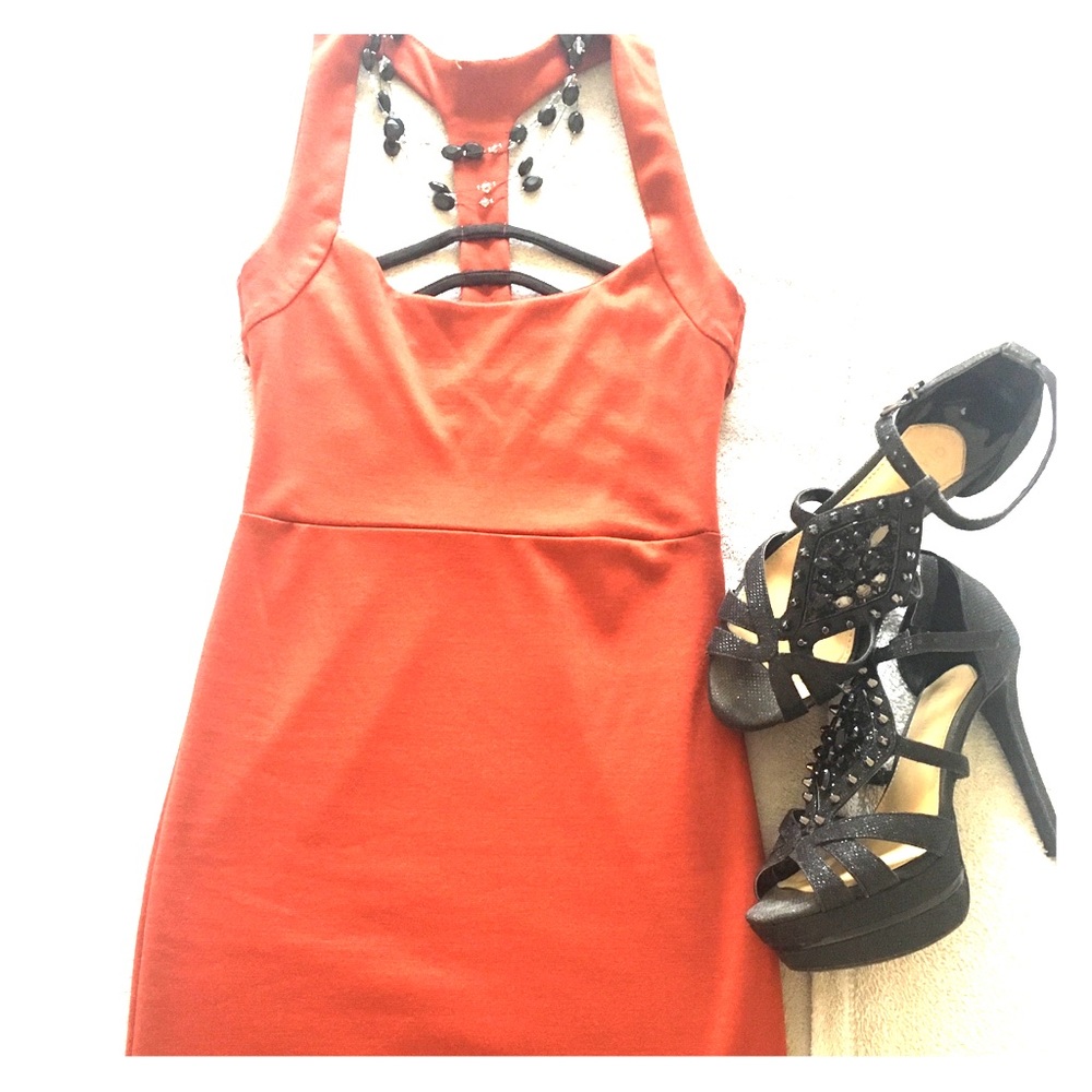 (2 for $20) Very Sexy Burnt Orange Dress- NWOT - Picture 2 of 5